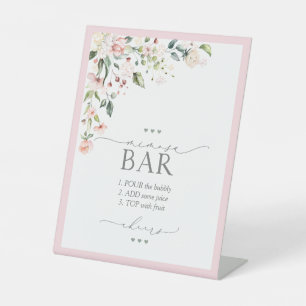 Elegantes Rosa Brautparty Mimosa Bar Sockelschild