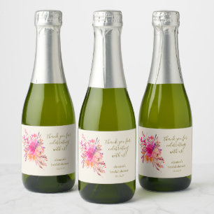 Elegantes rosa Brautparty mit Blumenmotiven Danke