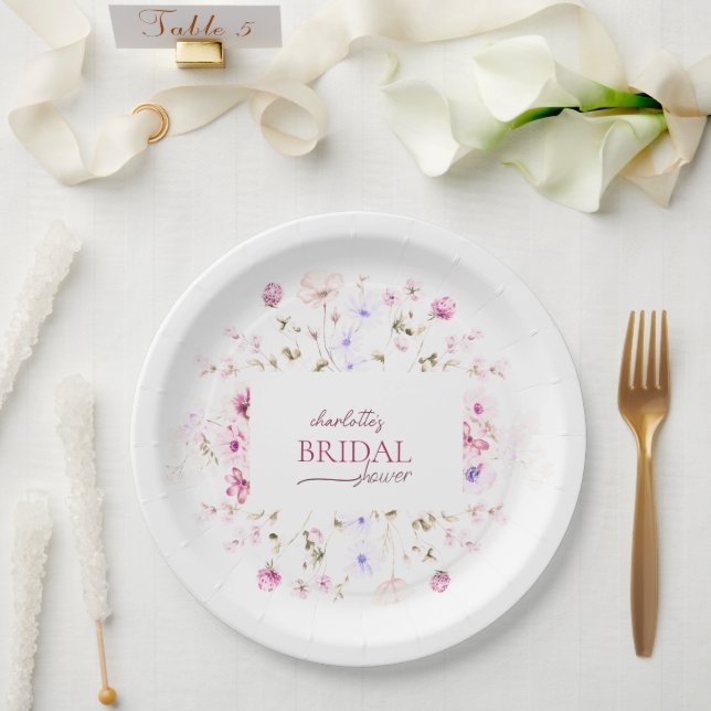 Elegantes rosa Brautparty Papierplatte Pappteller (Hochzeit)