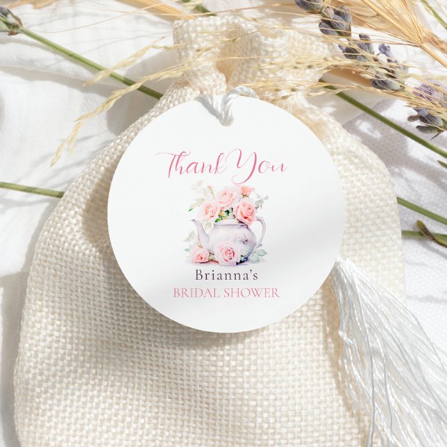 Elegantes Rosa Brautparty Tea Party Geschenkanhänger (Von Creator hochgeladen)