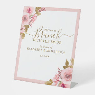 Elegantes rosa Brautparty Willkommen Sockelschild