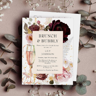 Elegantes rosa Brunch & Bubbly Brautparty Einladungspostkarte