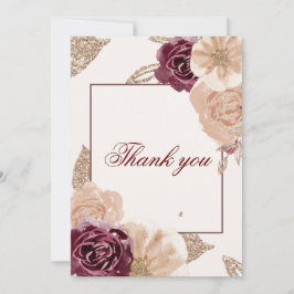 Elegantes rosa Burgund-Floral Wedding-Foto Dankeskarte