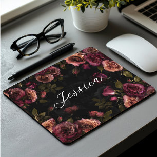 Elegantes rosa-burgunderrotes, melancholisches bot mousepad