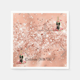 Elegantes Rosa Champagner Party Cocktail Napkins Serviette