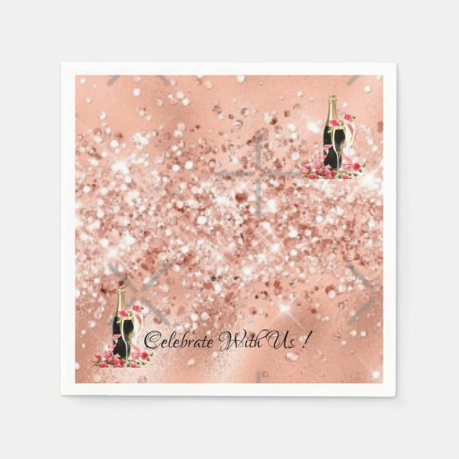 Elegantes Rosa Champagner Party Cocktail Napkins Serviette (Vorderseite)