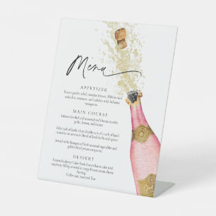 Elegantes rosa Champagnermenü Sockelschild
