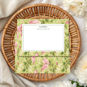 Elegantes Rosa Chic Sommer Flieder Floral Grün Not Mitteilungskarte