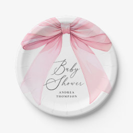Elegantes rosa Coquette Bow Baby Shower Girl Pappteller