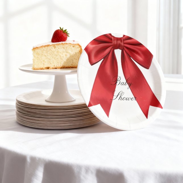 Elegantes rosa Coquette Bow Baby Shower Girl Pappteller (Von Creator hochgeladen)
