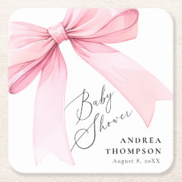 Elegantes rosa Coquette Bow Baby Shower Girl Rechteckiger Pappuntersetzer