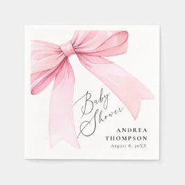 Elegantes rosa Coquette Bow Baby Shower Girl Serviette
