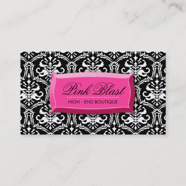 Elegantes rosa Damast Hott Rosa der Explosions-311 Visitenkarte (Vorderseite)