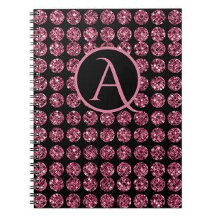 Elegantes rosa Diamantgemische Sparkle Monogram In Notizblock