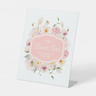 Elegantes Rosa Die Blume Bar Pedestal Zeichen Sockelschild