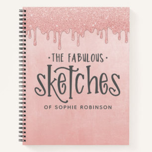 Elegantes rosa Dripping Glitzer Artist Sketchbook Notizbuch
