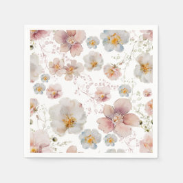 Elegantes Rosa Dusty Blue Blume Brautparty Serviette
