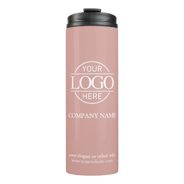 Elegantes rosa Firmenlogo Thermosbecher (Vorderseite)