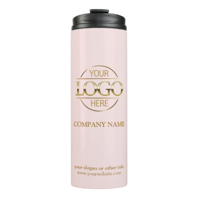 Elegantes rosa Firmenlogo Thermosbecher (Vorderseite)