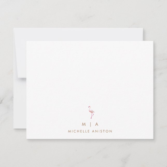 Elegantes rosa Flamingo Modernes Minimalistisches  Mitteilungskarte (Vorderseite)
