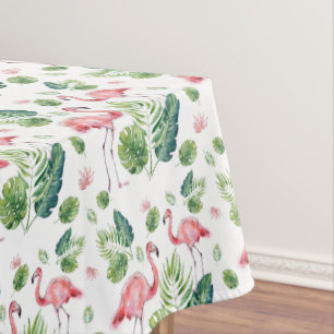 Elegantes rosa Flamingo tropische Blätter Muster  Tischdecke
