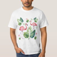 Elegantes rosa Flamingo tropisches Blätter Muster
