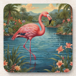 Elegantes rosa Flamingo tropisches Paradies Getränkeuntersetzer