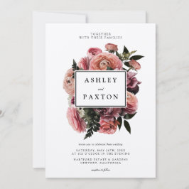 Elegantes Rosa | Floral Bouquet auf Weiß Einladung