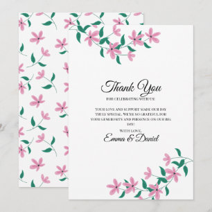 Elegantes rosa Floral Dankeskarte