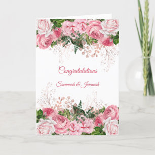 Elegantes rosa floral Glückwunsch Hochzeit Karte