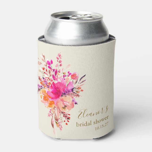 Elegantes, rosa, florales Brautparty Dosenkühler (Kanne Vorderseite)