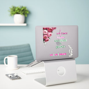 Elegantes rosa florales Hochzeits-Willkommensschil Aufkleber