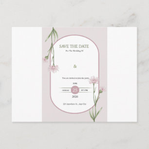 Elegantes rosa florales Save the Date Postkarte