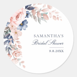 Elegantes rosa florales Schriftzug Brautparty Runder Aufkleber