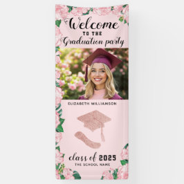 Elegantes Rosa Foto Begrüßung Abschluss Banner