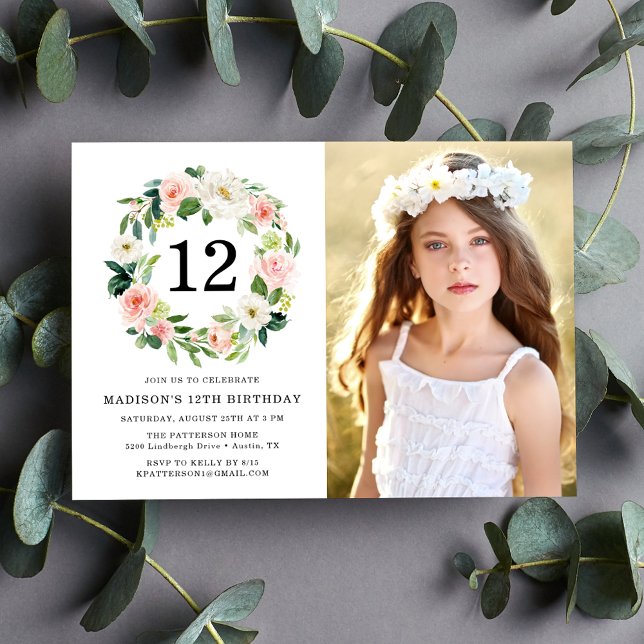 Elegantes Rosa Foto Geburtstagsparty Einladung (Von Creator hochgeladen)