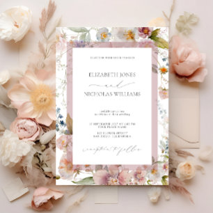 Elegantes Rosa Foto Hochzeit Einladung