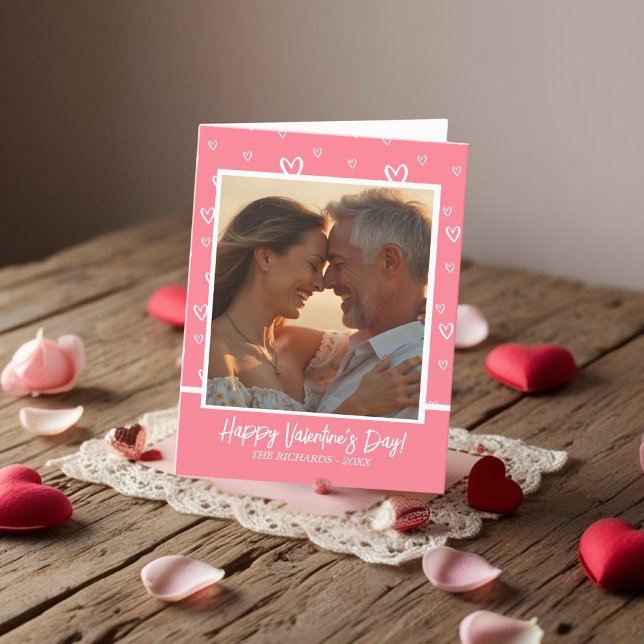 Elegantes Rosa Foto und Eis Feiertagskarte (Elegant Blush Pink Photo & ice-cream Holiday Card)