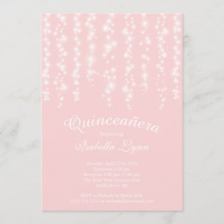 Elegantes rosa Funkellicht Quinceñera Party Einladung