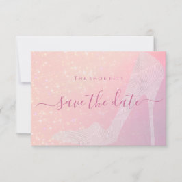 Elegantes rosa Funkeln Schuhmärchen aus Aschenputt Save The Date