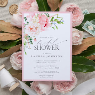 Elegantes Rosa Garden Blume Brautparty Einladung