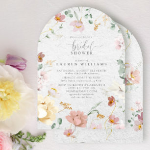 Elegantes Rosa Garten Blume Brautparty Einladung