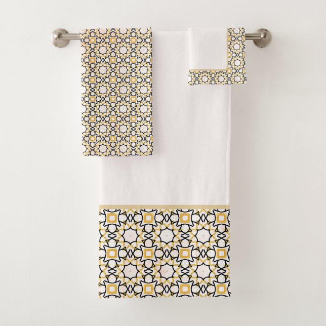 Elegantes, rosa geometrisches Badetuch-Set Badhandtuch Set (Insitu)