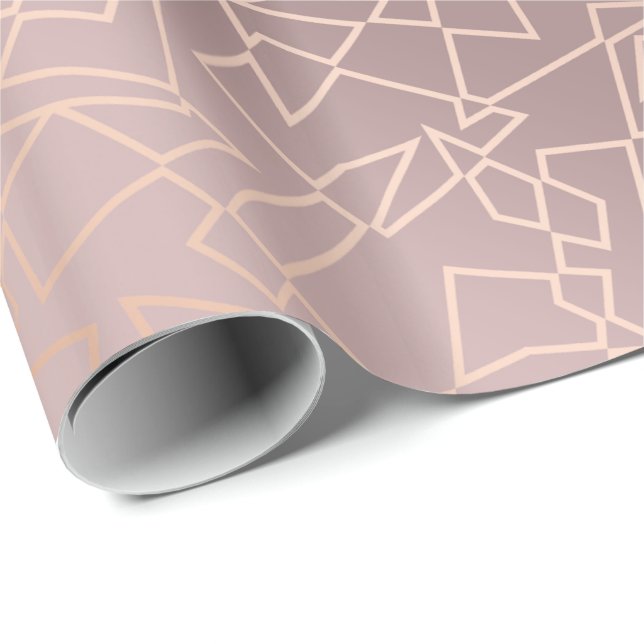 Elegantes, rosa geometrisches Rose Geschenkpapier (Rolleneckpunkt)