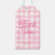 Elegantes rosa Gingham-Dankeschön-Tag | Mädchen-Ge