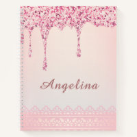 Elegantes rosa glamour Glitter-Tropf Notizbuch