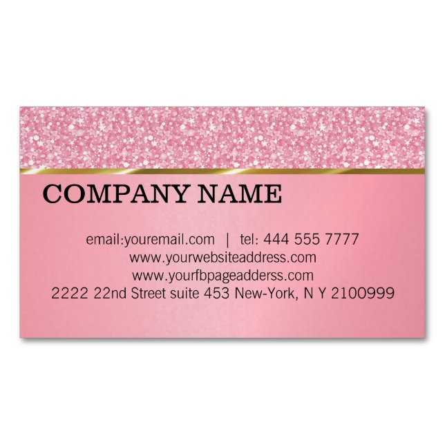 Elegantes rosa Glitzer-Muster Magnetische Visitenkarte (Vorderseite)