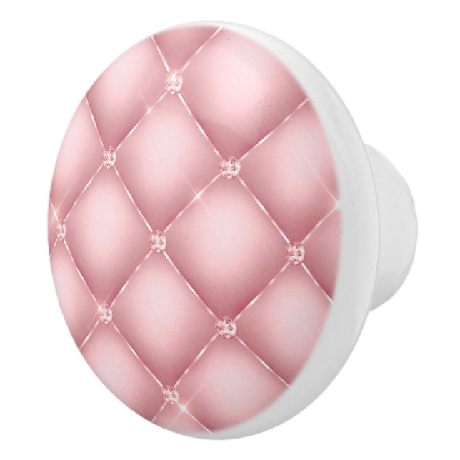 Elegantes rosa Glitzer Tuft Muster Keramikknauf (Rechts)