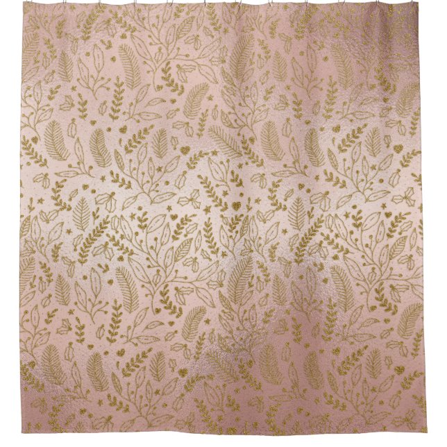 Elegantes Rosa-Glitzer-Urlaubsmuster Duschvorhang (Vorderseite)