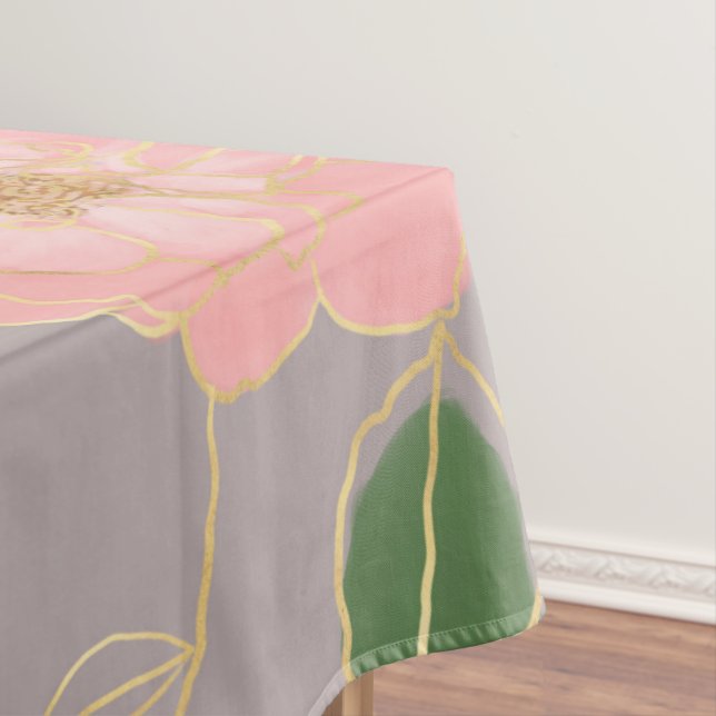 Elegantes Rosa & Gold Aquarellfarben Rose Grau Des Tischdecke (Beispiel)